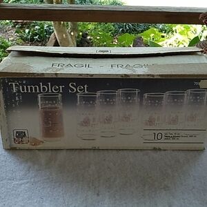 Vintage 1980s Crisa made in Mexico 10 piece tumbler set farmhouse shabby chic
